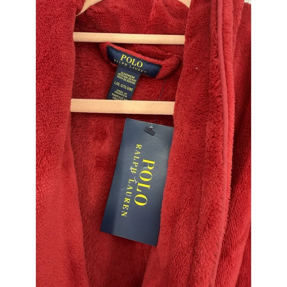 POLO RALPH LAUREN Men's Robe Microfiber Plush Long Sleeve Shawl Collar L/XL $115